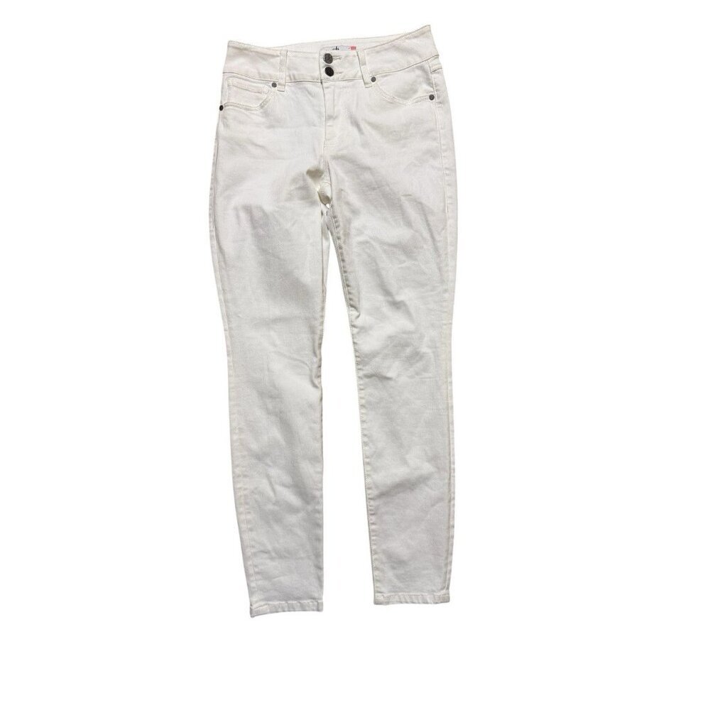 CAbi White Skinny Jeans Stretch Mid Rise Slim Fit Womens Size 6